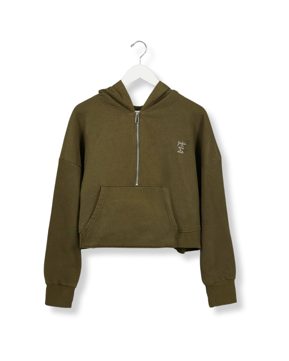 New! Ladies' Cropped Half Zip Hoodie