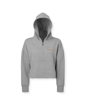 New! Ladies' Cropped Half Zip Hoodie